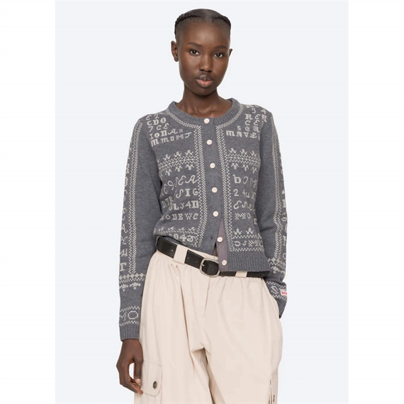 Sea New York Kit Embroidery Cardigan, Charcoal
